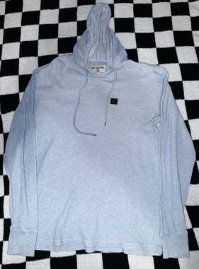 Billabong Men's Light Blue Thermal Waffle Knit Pullover Hoodie